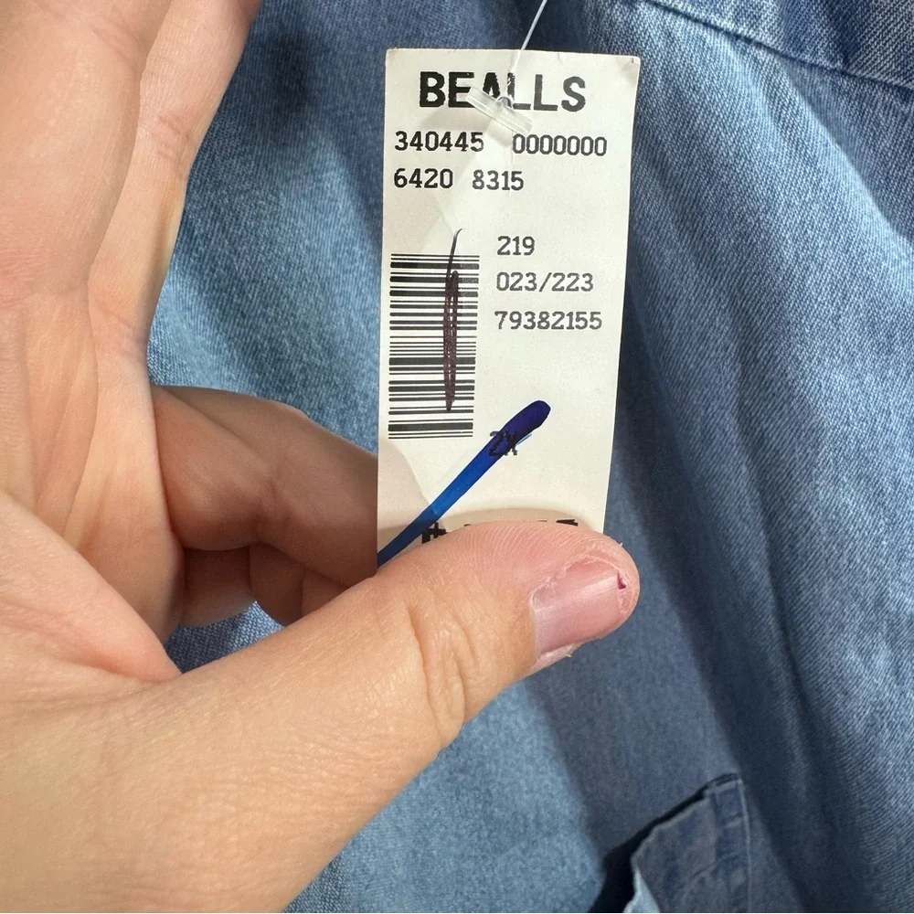 CB Casual Plus Chambray Fish Dress 2X Denim Beach Nautical Embroidered NWT - Picture 8 of 8